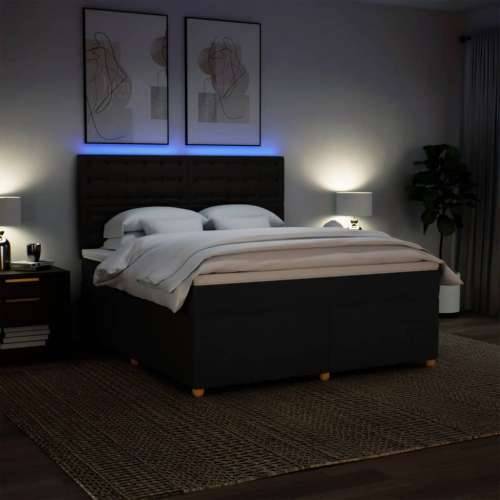 Krevet s oprugama i madracem crni 180x200 cm od tkanine - Crna 180 x 200 cm gumbi Cijena