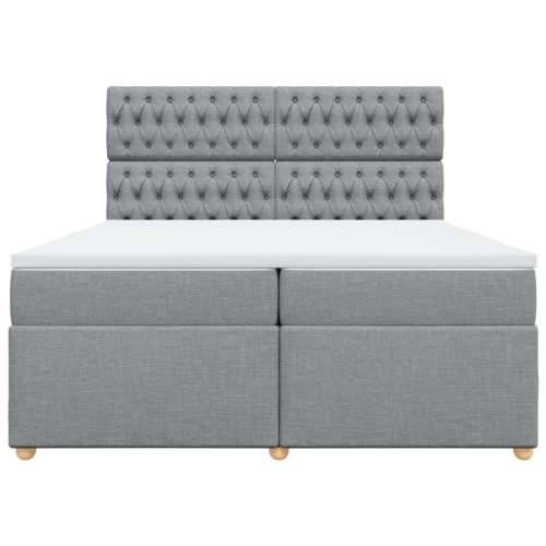 Krevet s oprugama i madracem svjetlosivi 200 x 200cm od tkanine - Svjetlosiva 200 x 200 cm Dizajn s gumbima Cijena