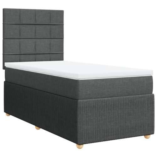 Krevet s oprugama i madracem tamnosivi 90 x 190 cm od tkanine - Tamno siva 90 x 190 cm Blok s kvadratima Cijena