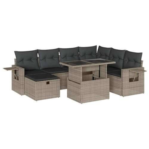Vrtna garnitura - 8-dijelni set vrtnih sofa od poliratana s jastucima svjetlosivi - Svjetlosiva Sa stolom 1 Cijena