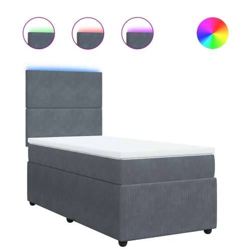 Box spring krevet s madracem tamnosivi 90x190 cm baršunasti - Tamno siva 90 x 190 cm Gladak dizajn Cijena