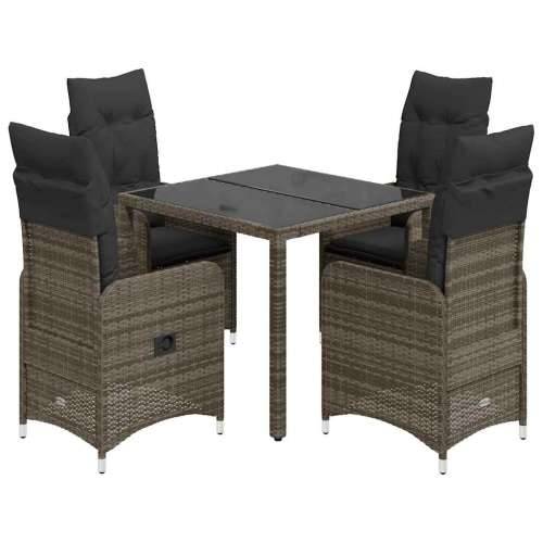 5-dijelni vrtni bistro set od poliratana s jastucima sivi - 90 x 90 x 75 cm Bez naslona za noge 4 Cijena