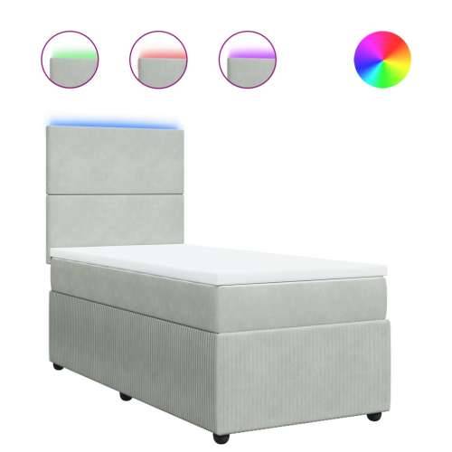 Box spring krevet s madracem svjetlosivi 100x200 cm baršunasti - Svjetlosiva 100 x 200 cm Gladak dizajn Cijena