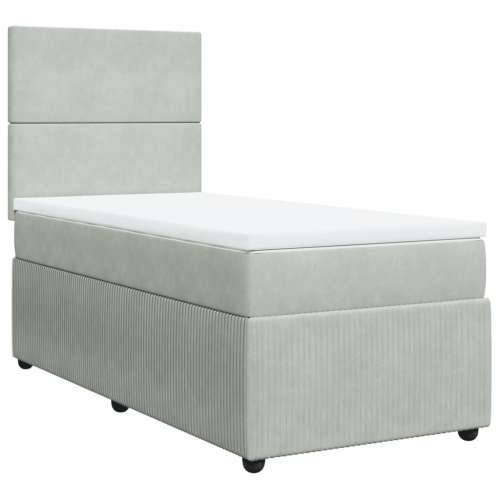 Box spring krevet s madracem svjetlosivi 100x200 cm baršunasti - Svjetlosiva 100 x 200 cm Gladak dizajn Cijena