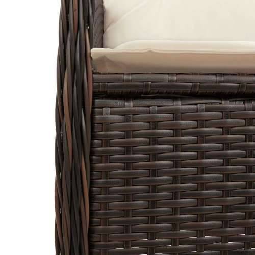 5-dijelni vrtni bistro set od poliratana s jastucima smeđi - 150 x 90 x 75 cm Bez naslona za noge 4 Cijena