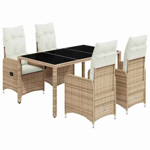 5-dijelni vrtni bistro set od poliratana s jastucima bež - 150 x 90 x 75 cm Bez naslona za noge 4 Cijena