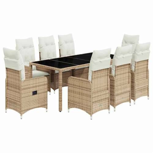 9-dijelni vrtni bistro set od poliratana s jastucima bež - 190 x 90 x 75 cm Bez naslona za noge 8 Cijena