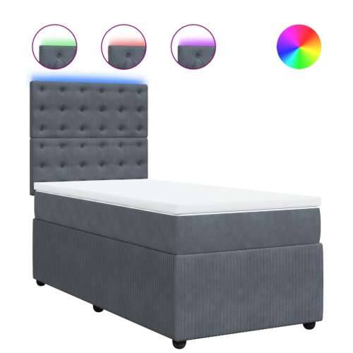 Box spring krevet s madracem tamnosivi 100x200 cm baršunasti - Tamno siva 100 x 200 cm gumbi Cijena