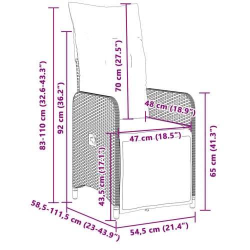 9-dijelni vrtni bistro set od poliratana s jastucima crni - 190 x 90 x 75 cm Stakl 8 Cijena