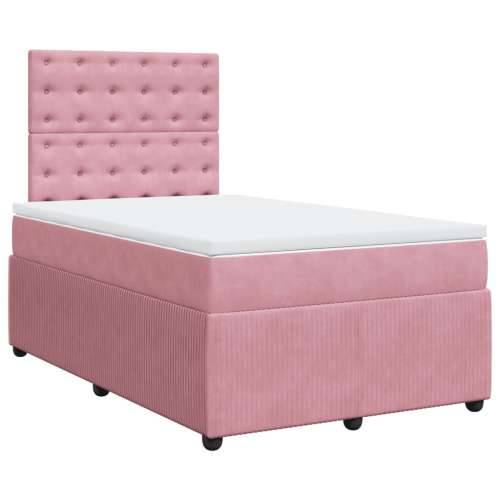 Box spring krevet s madracem ružičasti 120 x 200 cm baršunasti - Ružičasta 120 x 200 cm gumbi Cijena