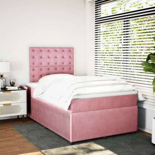 Box spring krevet s madracem ružičasti 120 x 200 cm baršunasti - Ružičasta 120 x 200 cm gumbi Cijena
