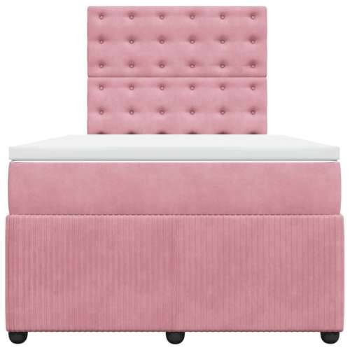 Box spring krevet s madracem ružičasti 120 x 200 cm baršunasti - Ružičasta 120 x 200 cm gumbi Cijena