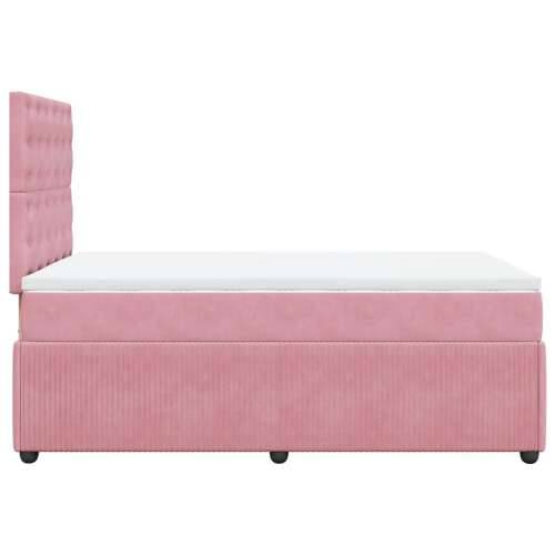 Box spring krevet s madracem ružičasti 120 x 200 cm baršunasti - Ružičasta 120 x 200 cm gumbi Cijena