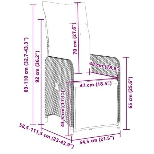 7-dijelni vrtni bistro set od poliratana s jastucima sivi - 190 x 80 x 75 cm boja drva 6 Cijena