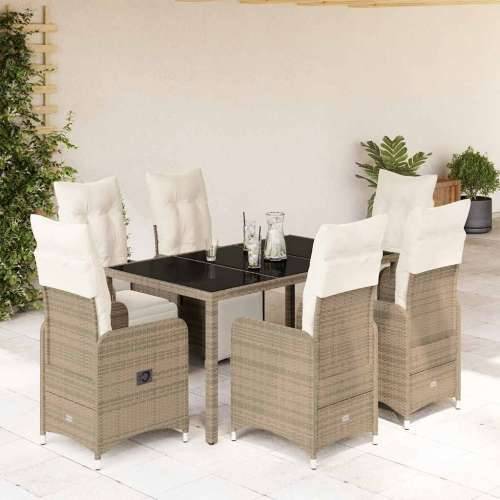 7-dijelni vrtni bistro set od poliratana s jastucima smeđi - 150 x 90 x 75 cm 6 Cijena