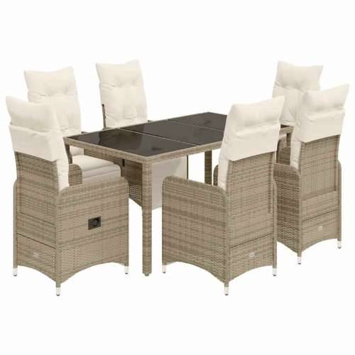 7-dijelni vrtni bistro set od poliratana s jastucima smeđi - 150 x 90 x 75 cm 6 Cijena