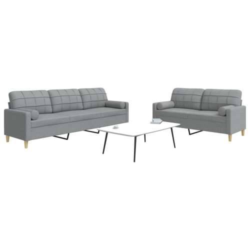 2-dijelni set sofa s jastucima svjetlosivi od tkanine - Svjetlosiva s jastučićima Cijena