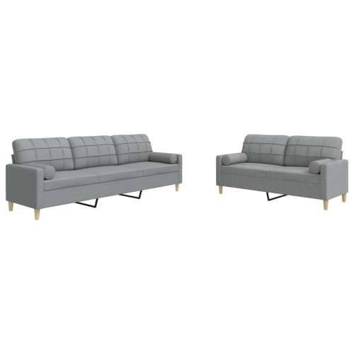 2-dijelni set sofa s jastucima svjetlosivi od tkanine - Svjetlosiva s jastučićima Cijena