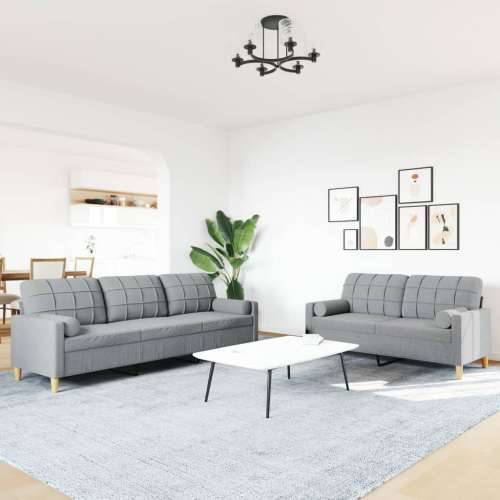 2-dijelni set sofa s jastucima svjetlosivi od tkanine - Svjetlosiva s jastučićima Cijena