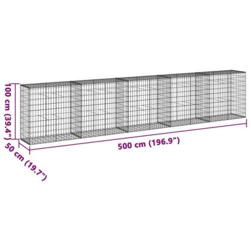 Gabion - Gabion ograde - Gabionska košara s poklopcem 500x50x100 cm pocinčano željezo - 500 x 50 x 100 cm 1 Cijena