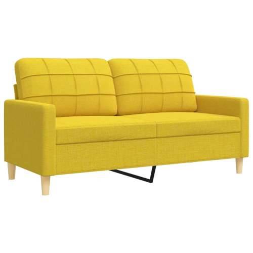 2-dijelni set sofa s ukrasnim jastucima svjetložuti od tkanine - Svjetložuta s jastučićima Cijena
