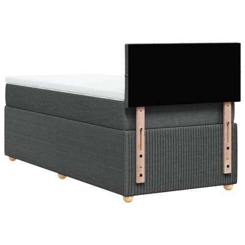 Krevet s oprugama i madracem tamnosivi 90 x 190 cm od tkanine - Tamno siva 90 x 190 cm Blok s kvadratima Cijena