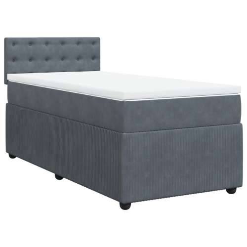 Box spring krevet s madracem tamnosivi 80 x 200 cm baršunasti Tamno siva 80 x 200 cm gumbi Cijena
