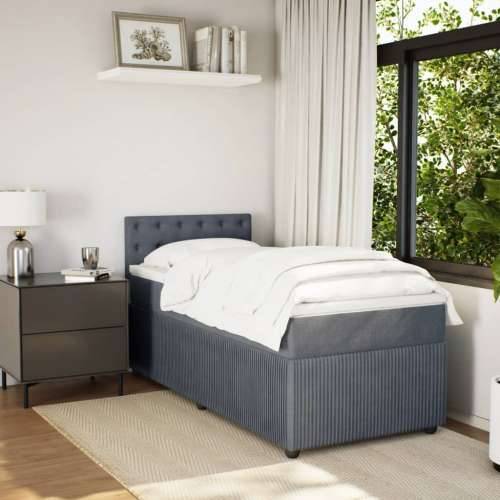 Box spring krevet s madracem tamnosivi 80 x 200 cm baršunasti Tamno siva 80 x 200 cm gumbi Cijena