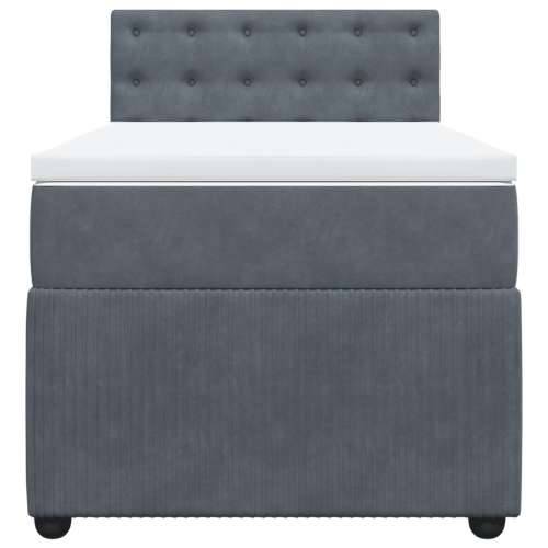 Box spring krevet s madracem tamnosivi 80 x 200 cm baršunasti Tamno siva 80 x 200 cm gumbi Cijena