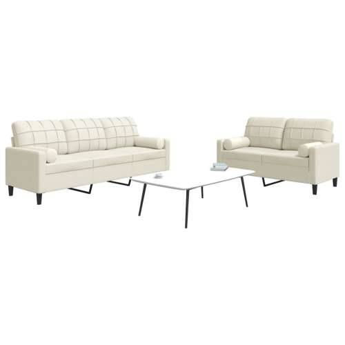 2-dijelni set sofa s jastucima krem baršunasti - Krema s jastučićima Cijena