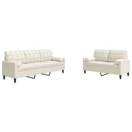 2-dijelni set sofa s jastucima krem baršunasti - Krema s jastučićima Cijena