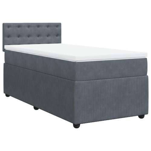 Box spring krevet s madracem tamnosivi 90x190 cm baršunasti Tamno siva 90 x 190 cm gumbi Cijena