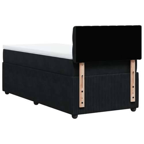 Box spring krevet s madracem crni 90x190 cm baršunasti - Crna 90 x 190 cm Dizajn s gumbima Cijena
