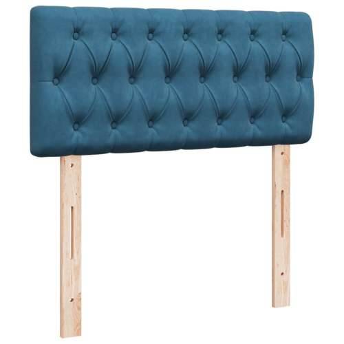 Box spring krevet s madracem plavi 90x200 cm baršunasti - Plava 90 x 200 cm Dizajn s gumbima Cijena