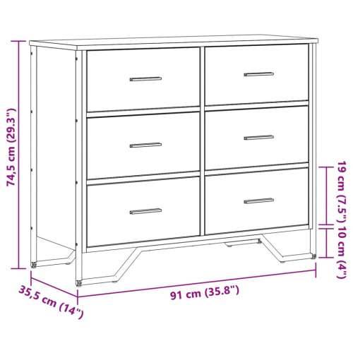 Komoda boja hrasta sonome 91 x 35,5 x 74,5 cm konstruirano drvo - Sivi hrast sonoma 1 Cijena