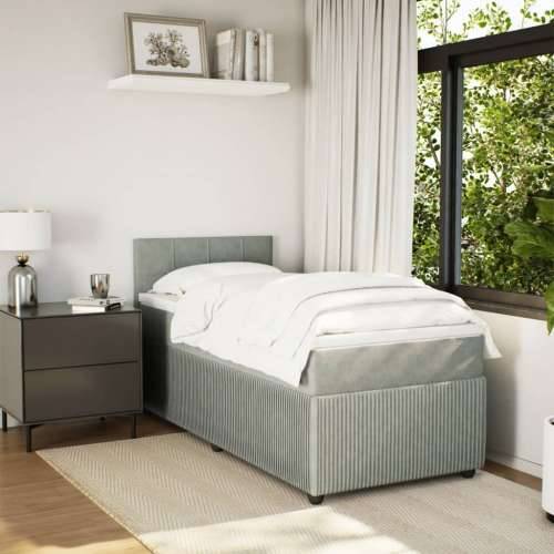 Box spring krevet s madracem svjetlosivi 100x200 cm baršunasti Svjetlosiva 100 x 200 cm Blok s kvadratima Cijena