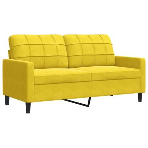 4-dijelni set sofa s jastucima žuti baršunasti - Žuta s jastucima i tabureom Cijena