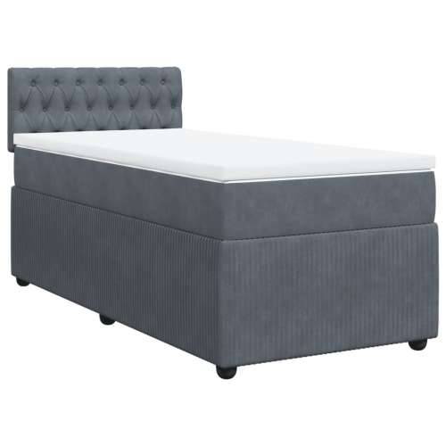 Box spring krevet s madracem tamnosivi 100x200 cm baršunasti Tamno siva 100 x 200 cm Dizajn s gumbima Cijena