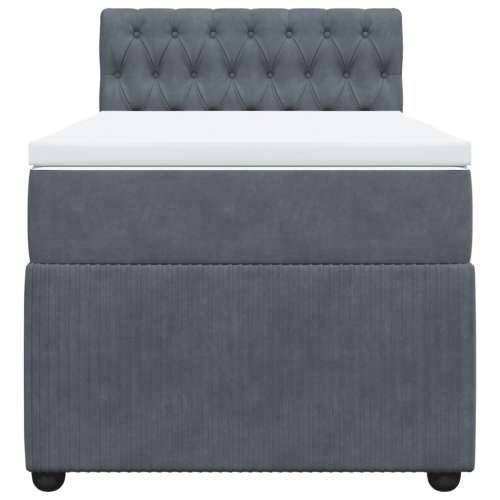 Box spring krevet s madracem tamnosivi 100x200 cm baršunasti Tamno siva 100 x 200 cm Dizajn s gumbima Cijena