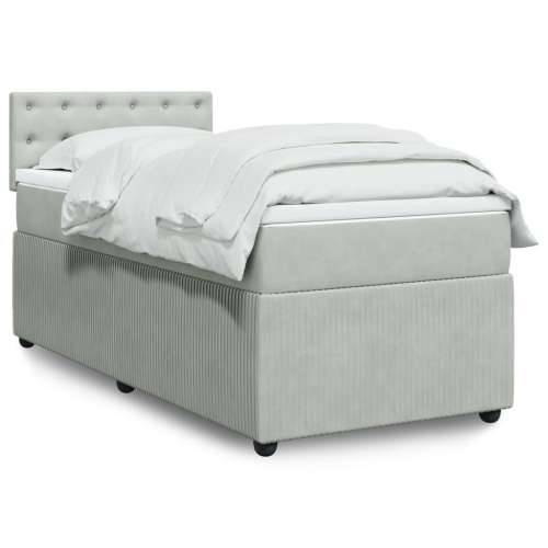 Box spring krevet s madracem svjetlosivi 100x200 cm baršunasti - Svjetlosiva 100 x 200 cm gumbi Cijena