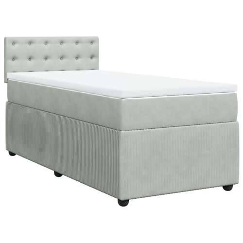 Box spring krevet s madracem svjetlosivi 100x200 cm baršunasti - Svjetlosiva 100 x 200 cm gumbi Cijena