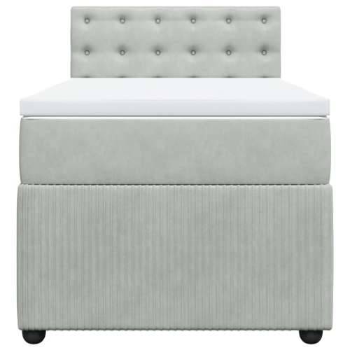 Box spring krevet s madracem svjetlosivi 100x200 cm baršunasti - Svjetlosiva 100 x 200 cm gumbi Cijena