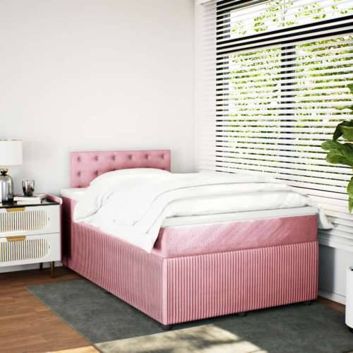 Box spring krevet s madracem ružičasti 120 x 200 cm baršunasti - Ružičasta 120 x 200 cm gumbi Cijena