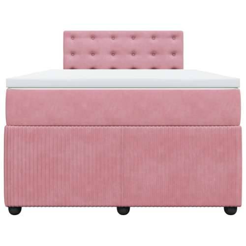 Box spring krevet s madracem ružičasti 120 x 200 cm baršunasti - Ružičasta 120 x 200 cm gumbi Cijena