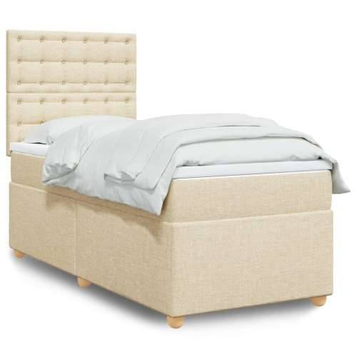 Krevet s oprugama i madracem krem 90 x 200 cm od tkanine - Krema 90 x 200 cm gumbi Cijena