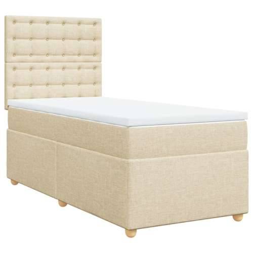 Krevet s oprugama i madracem krem 90 x 200 cm od tkanine - Krema 90 x 200 cm gumbi Cijena