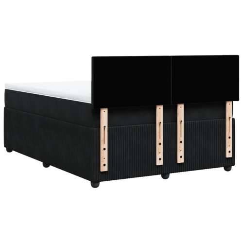 Krevet s oprugama i madracem crni 160x200 cm baršunasti - Crna 160 x 200 cm Gladak dizajn Cijena