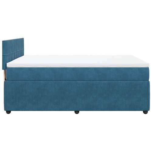 Krevet box spring s madracem plavi 160 x 200 cm baršunasti Plava 160 x 200 cm Blok s kvadratima Cijena