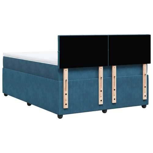 Krevet box spring s madracem plavi 160 x 200 cm baršunasti Plava 160 x 200 cm Blok s kvadratima Cijena