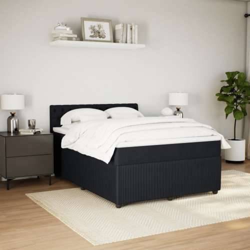 Krevet s oprugama i madracem crni 160x200 cm baršunasti Crna 160 x 200 cm Dizajn s gumbima Cijena